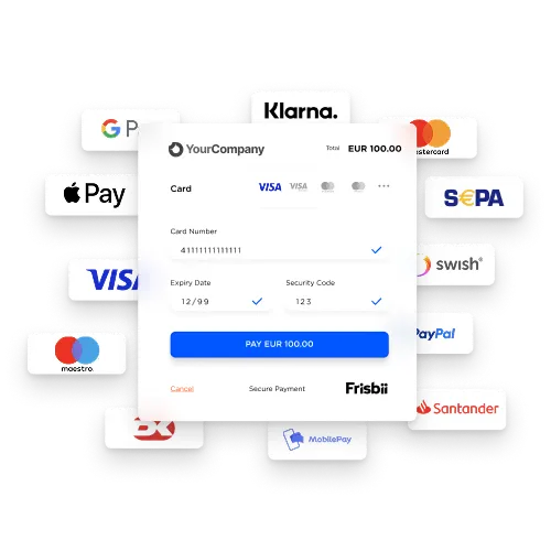 checkout window and different payment methods