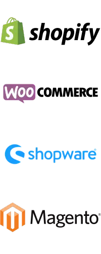 Shopify, WooCommerce, Shopware and Magento logo
